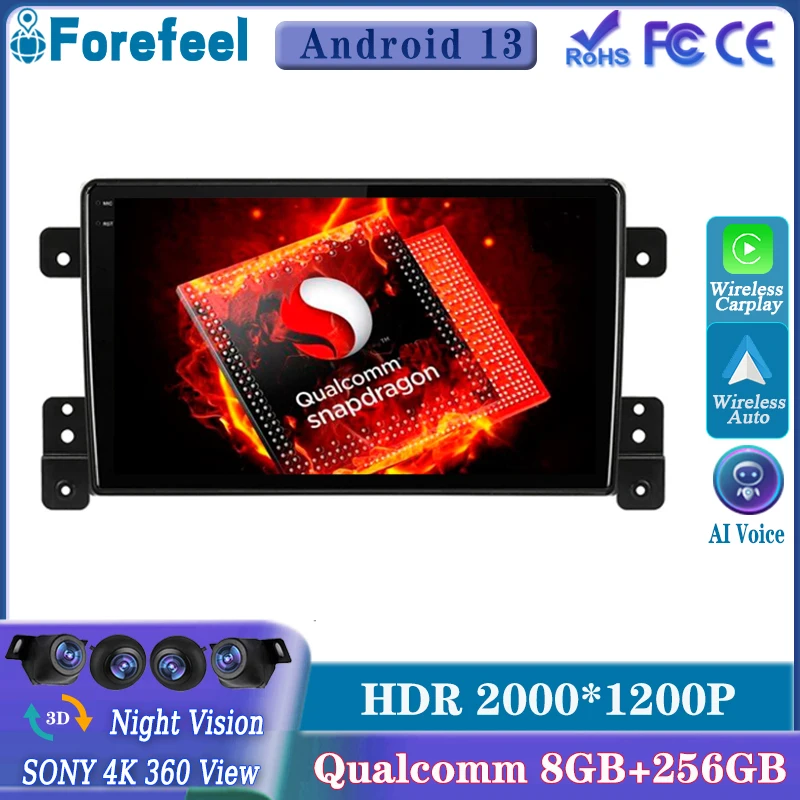 

Android13 Qualcomm For Suzuki Grand Vitara 3 2005 - 2015 Multimedia Car Player Navigation No DVD Touch Screen GPS Stereo Radio