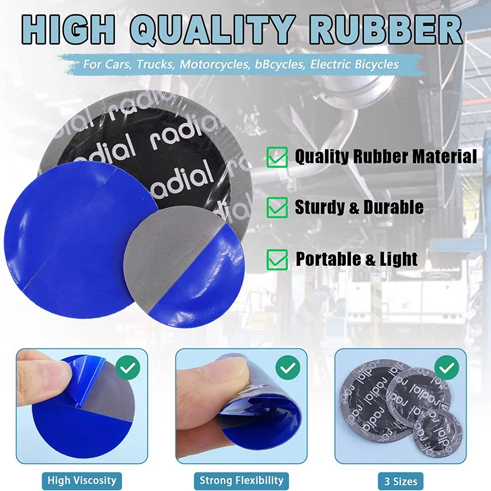 

32Pcs Tire Repair Patch Tools Kit, Tire Patch Roller with Tire Buffer Wheel and Tire Repair Patches for Car Trucks 55mm