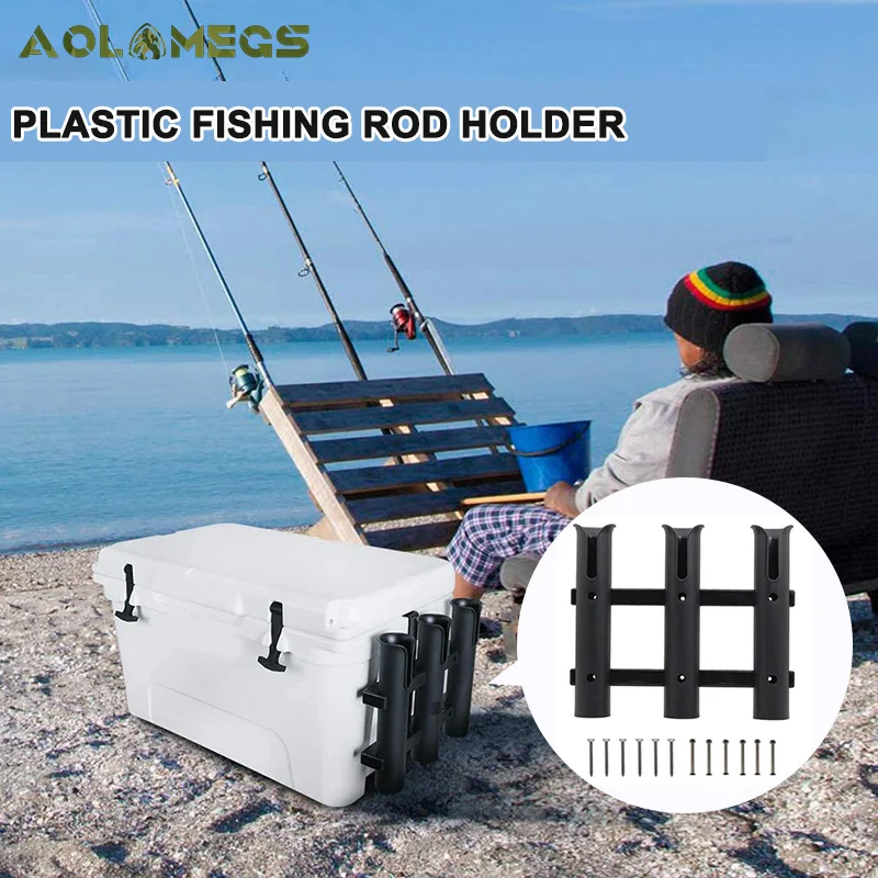

New 3 Tubes Link Plastic Fishing Rod Racks Holder Socket for Boat Marine Fishing Box Kayak Boat Yach 2 Colors