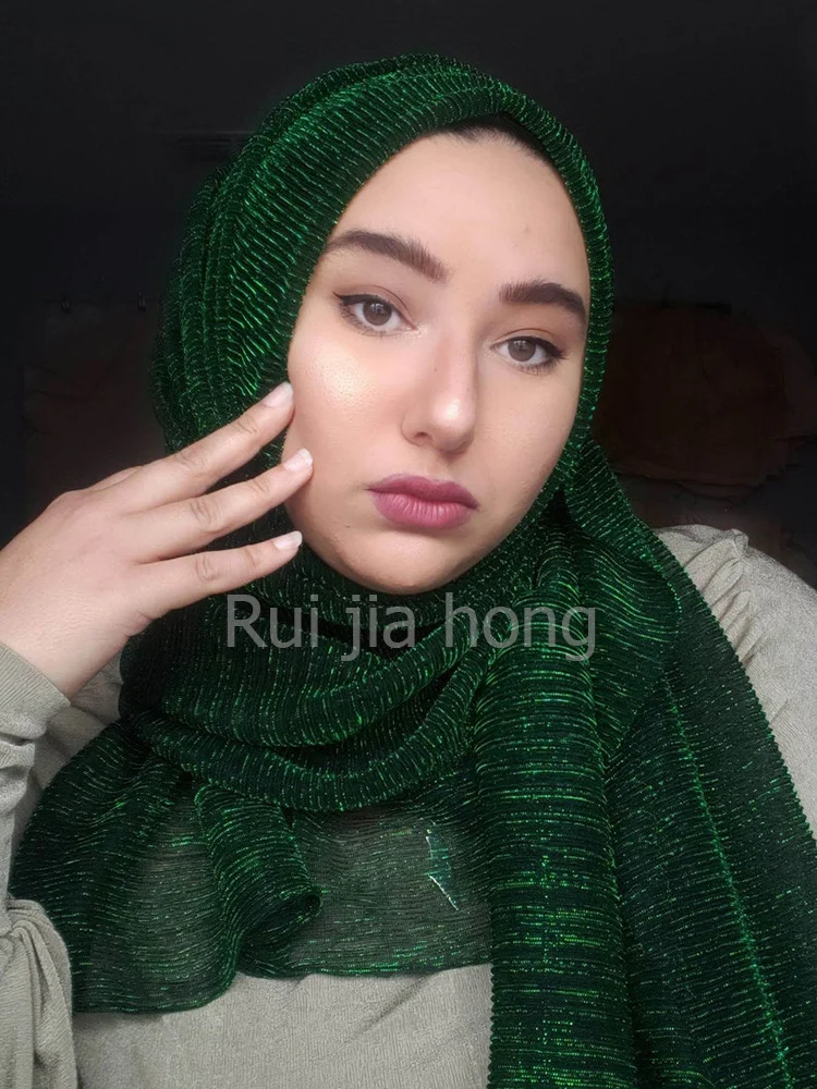 

Glitter Women Muslim Hijabs Solid Color Shawls and Wraps Pashmina Bandana Female Foulard Soft Thin Hijab Scarf Headwrap