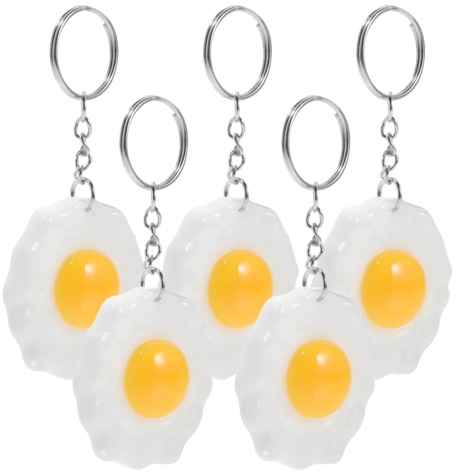 

5 Pcs Fried Egg Keychain Keyrings Decor Backpack Accessories Keychains Boiled Bag Ornaments Resin Pendant Party Favors Car