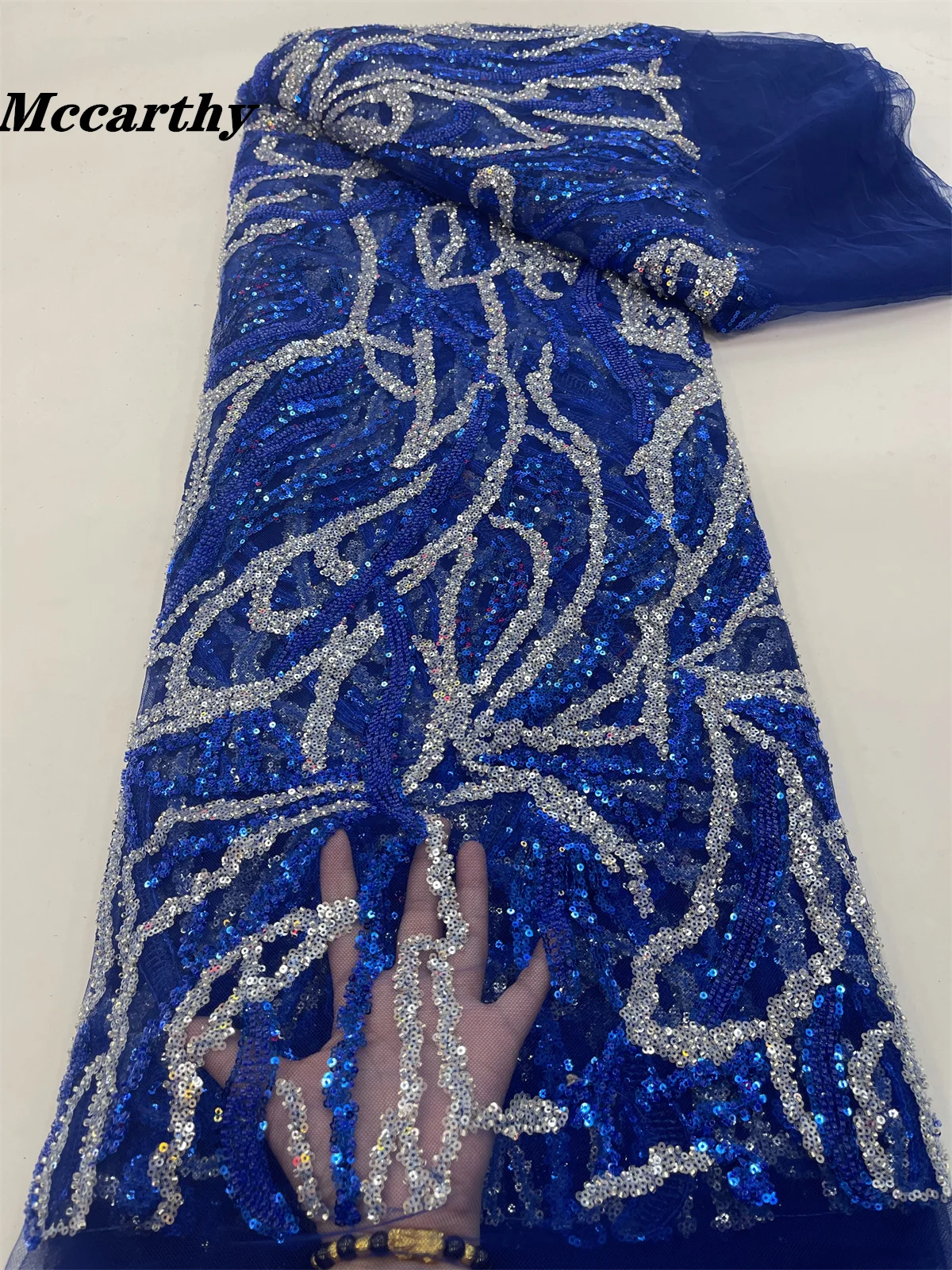 

Mccarthy African Net Lace French Sequin Bead Fabric 2023 Embroidery Tulle Lace Fabrics With Sequins For Nigeria Wedding Dress