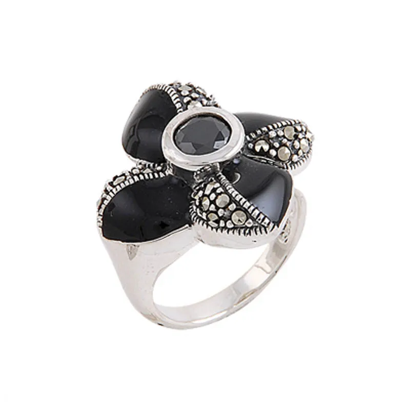 

Silver 925 Sterling Cabochons & Marcasite Ring