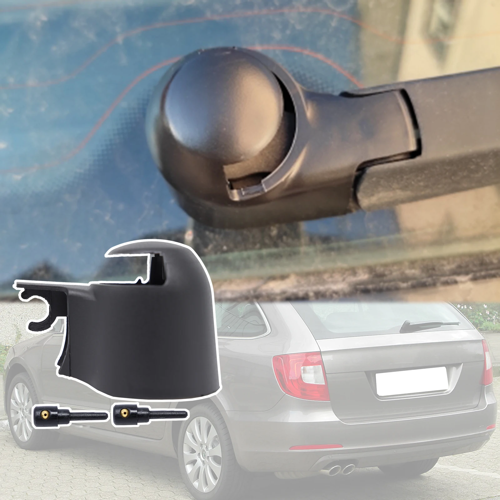 Car Rear Windshield Window Wiper Arm Rocker Bolt Cover Cap Washer Jet Nozzle Accessories For Skoda Superb 3T 2009 - 2014 2015