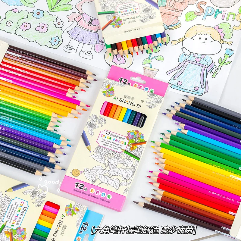 Set Children Kawaii Stationery Crayon Coloring Drawing Colored Pencil For School Paint Art Supplies