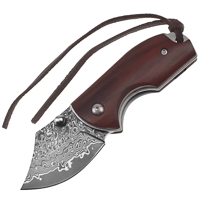 

Dobeli Damascus Steel Blade Folding Knife Pocket Wooden Handle Outdoor Survival Wilderness Knife Collection Utility