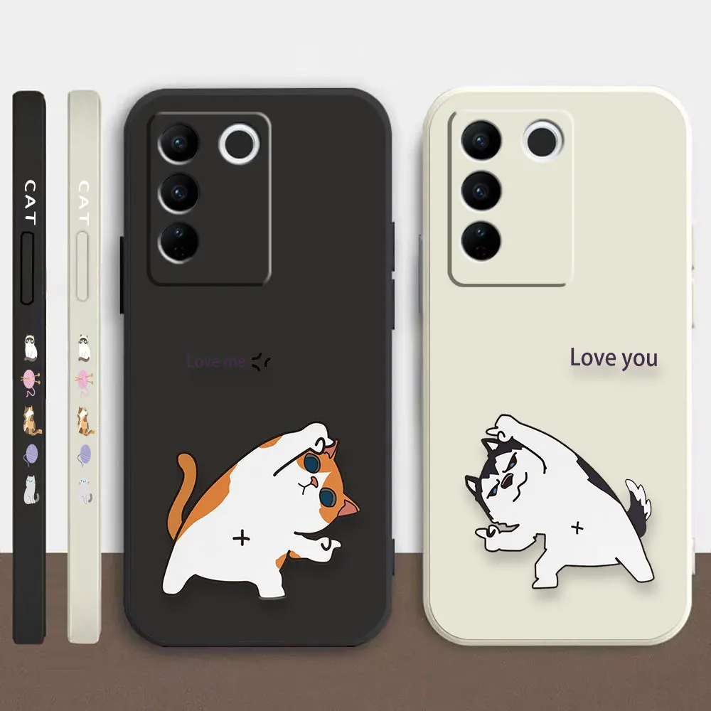 

Case For VIVO S5 S6 S7 S9 S9E S10 S12 S15 S16 S16E V19 V20 V21 V23 V25 V27 PRO 5G Case Funda Cqoue Shell Capa Funny Couple Cats