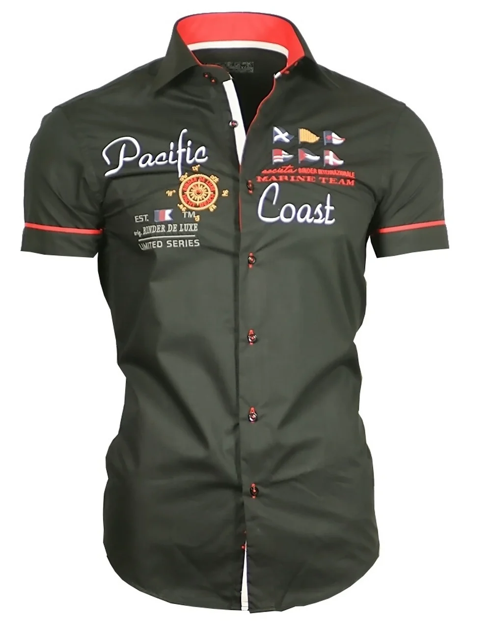 

Воздухопроницаемая одежда, мужская модная рубашка, облегающая летняя повседневная короткая рубашка с принтом