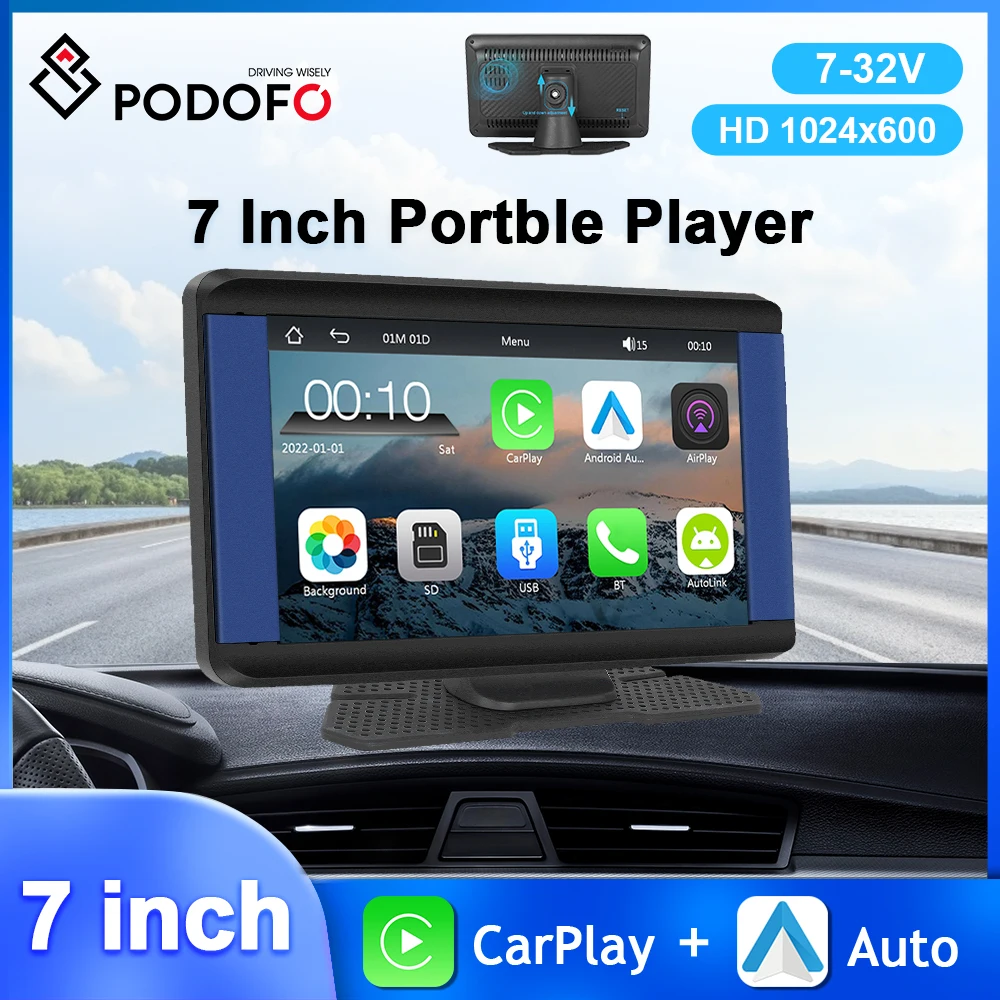 

Автомобильный монитор Podofo 7 '', портативный смарт-плеер с поддержкой камеры