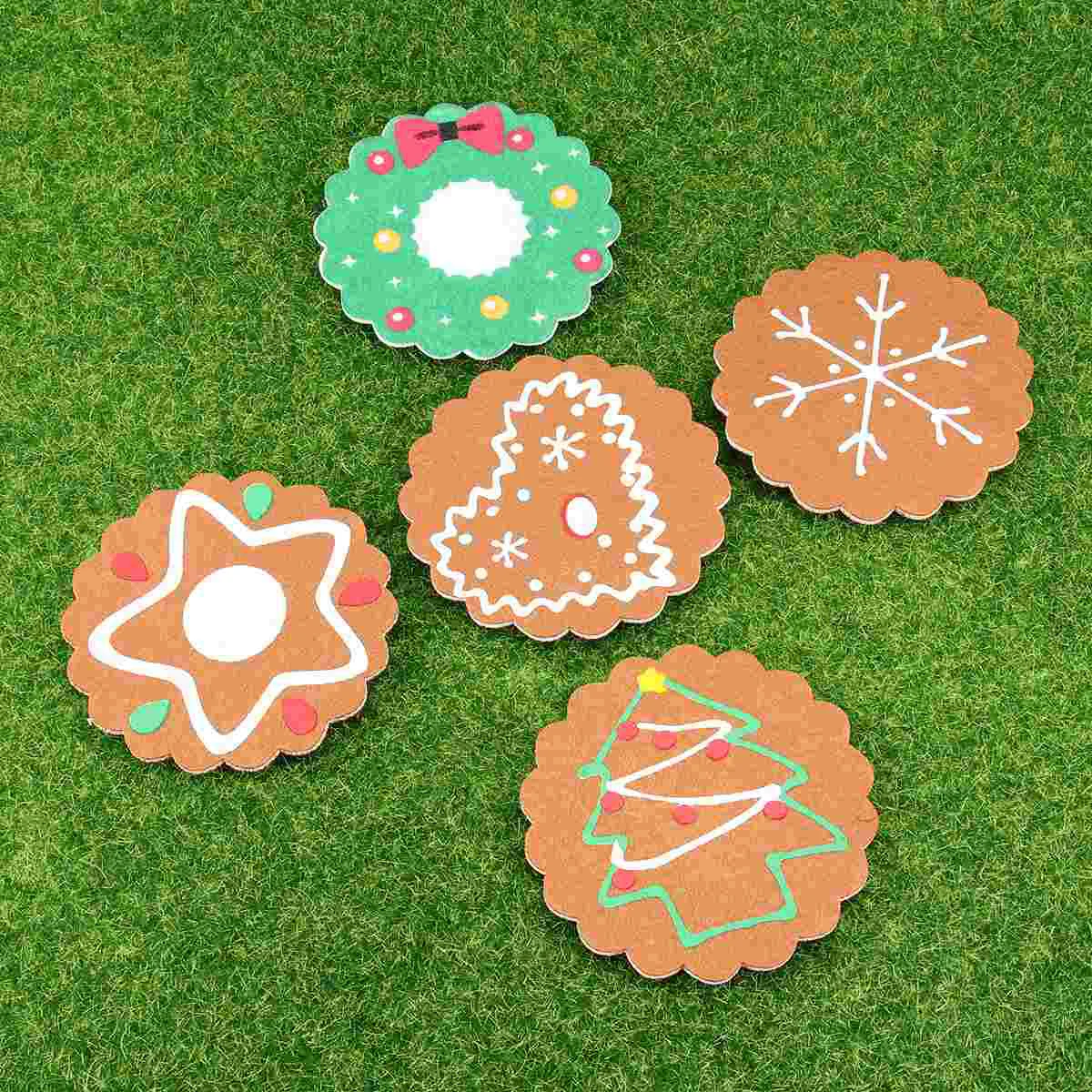

6 Christmas Decoration Table Mat Christmas Coasters Christmas Cup Pad Non- Woven Fabric Round Mat Christmas Cup Mat