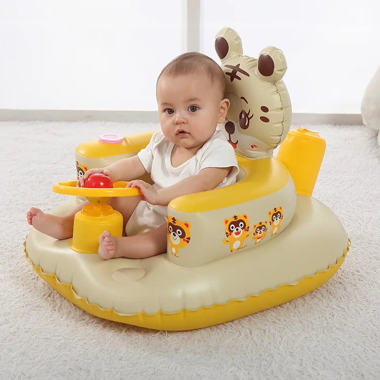 Thickened Steering Wheel Tiger Baby Inflatable Sofa Baby Learn To Sit Car Dining Chair Portable Stool Toy