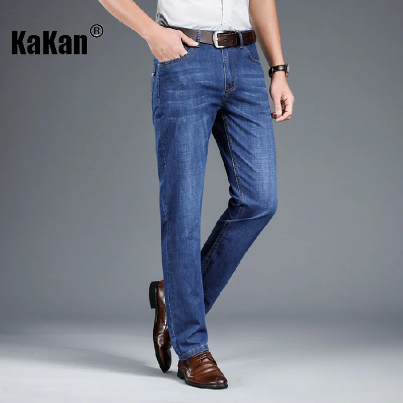 Kakan - New Summer Thin Denim Men's Wear, Straight Loose Casual Versatile Stretch Jeans K42-6202