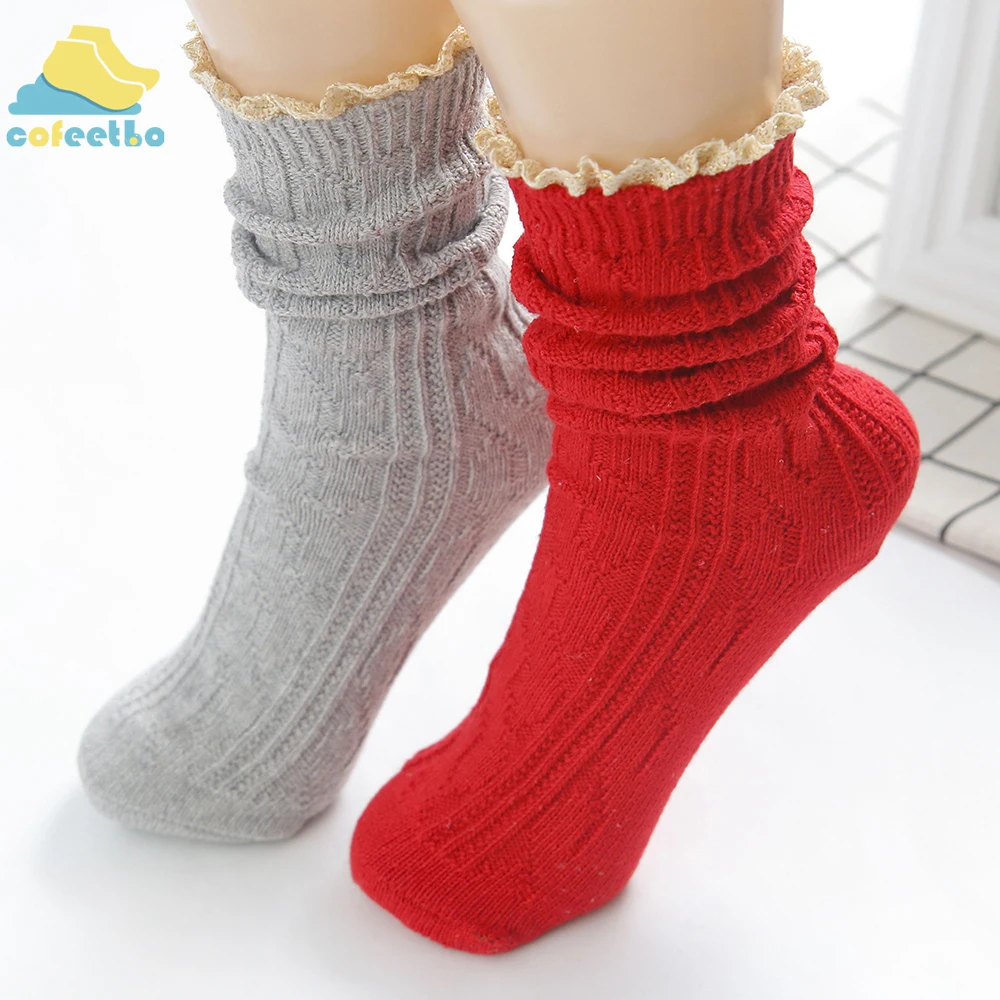 

1 Pair Sweet Lace Warm Socks Women Harajuku Cotton Socks Winter Accessories Autumn Winter Casual Comfortable Footwear Hosiery