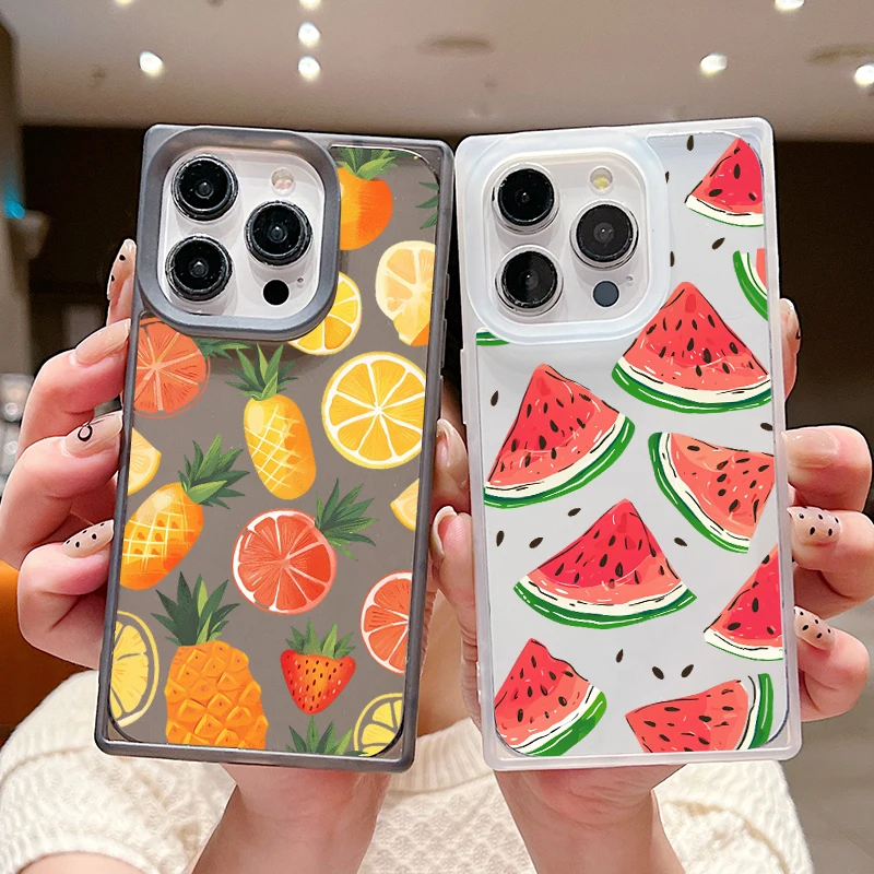 Милый чехол для телефона с рисунком арбуза iPhone 16 15 Pro Max 14 Plus 13 12 11 прозрачный