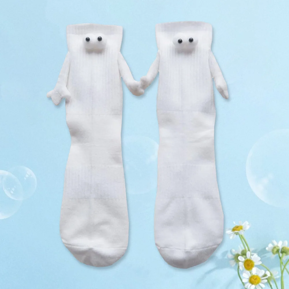 

Funny Couple Holding Hands Socks Fashionable Magnetic Suction Mid-Tube Socks Holding Hand Doll Socks for Travel Cycling Jogging