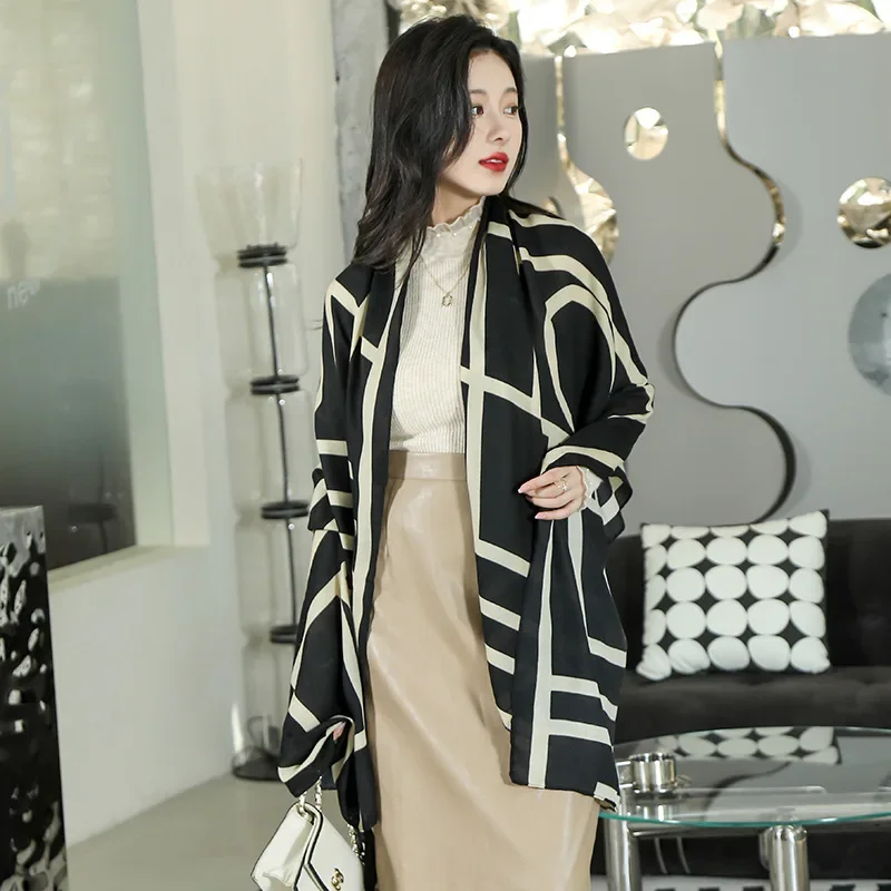 Корейский хлопковый и льняной шарф женские осенние зимние накидки шаль на четыре