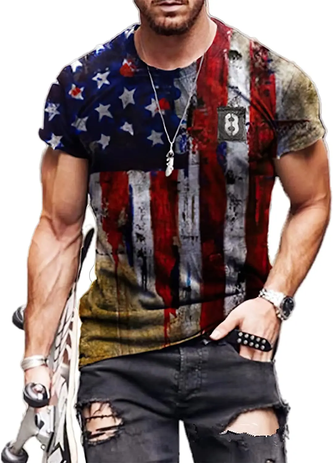 

Men's Graphic Tees Funny 3D Poker Pattern T Shirt Summer Casual Short Sleeve Crewneck Tshirt