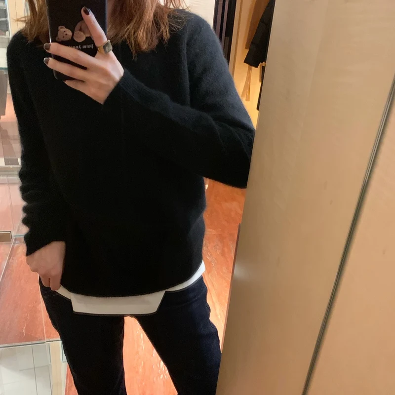 Свитер женский осенне-зимний кашемировый с круглым вырезом