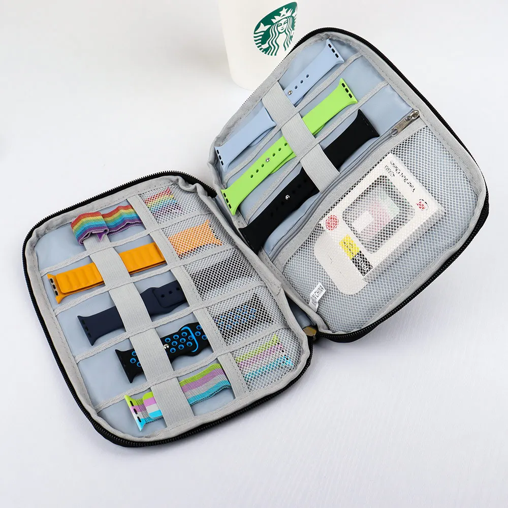 2021Multifunction Portable Watch Strap Organizer Watch Band Box Storage Bag Watchband Holder Watch Travel Case Pouch Black Gray