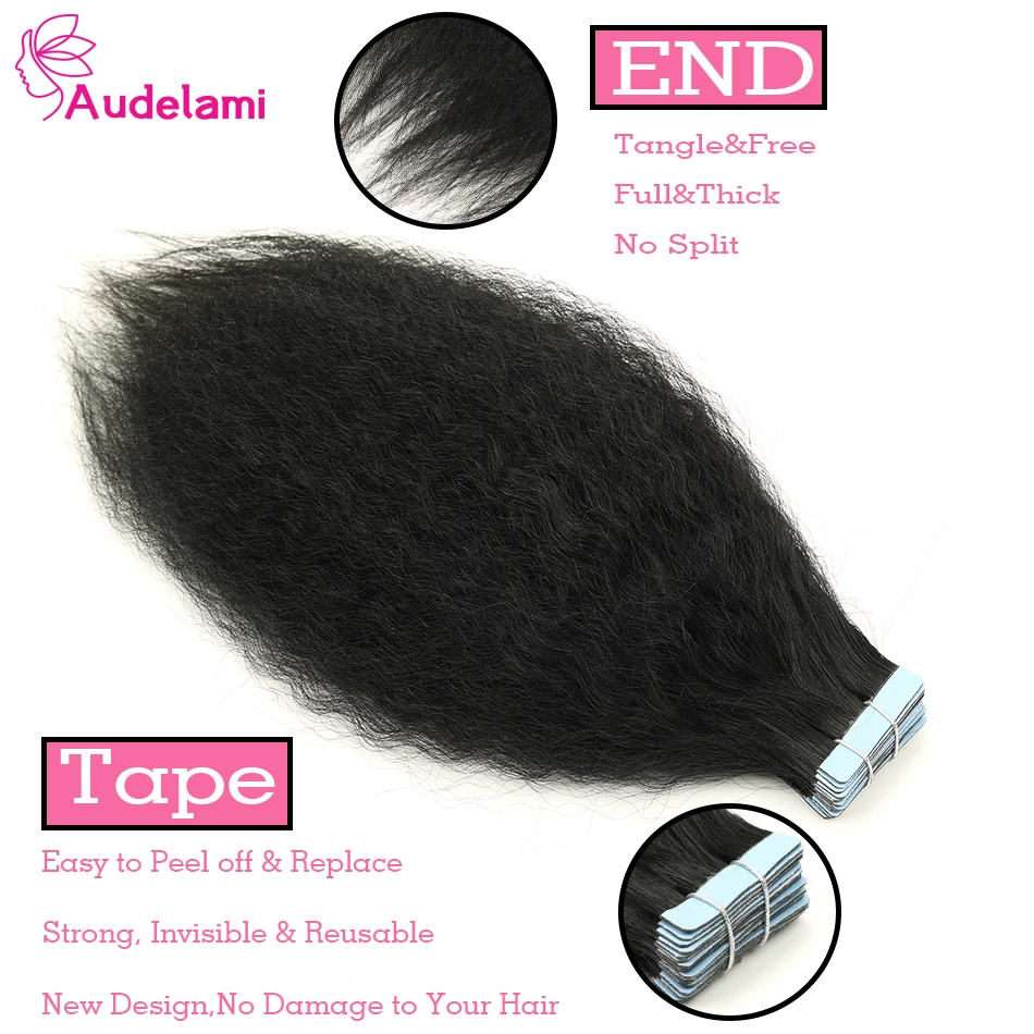Audelami курчавые прямые ленты для наращивания волос женщин 20 40 штук полная голова