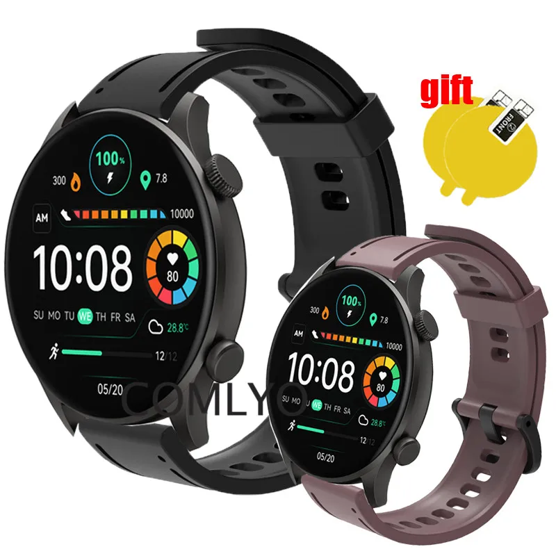

Strap For Haylou RT3 solar plus lite RT2 GST Band Silicone Sport Wristband Bracelet Smartwatch Screen protector film