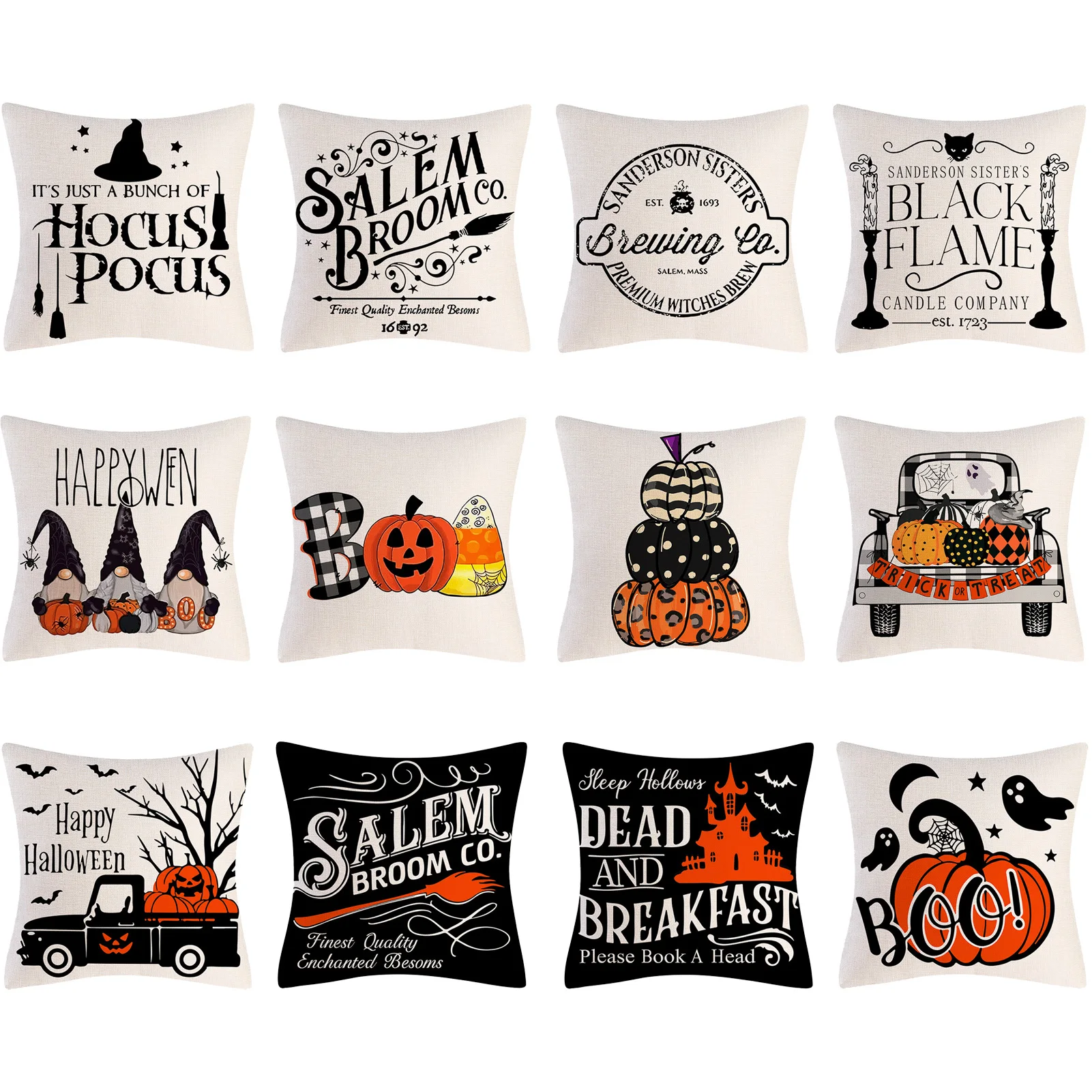 

4pcs/set Halloween Pumpkin Cushion Cover Trick or Treat Farmhouse Decor Home Pillowcase Sofa Decor Pillowcase