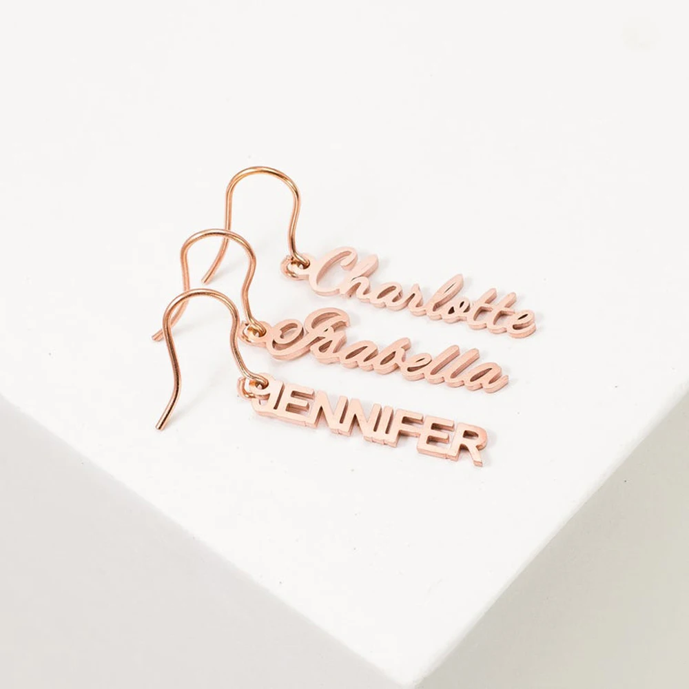 Custom Women's Earrings Jewelry Personality Name Stainless Steel Earrings Fashion Birthday  Gifts Pendientes De Acero Inoxidable