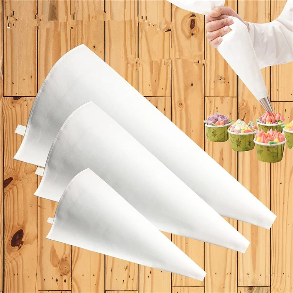 

Piping Bag Set 10/12/14in Reusable Cloth Icing Spray Bags DIY Baking Tools Set of 3 Dessert Decorating & Pastry Bags JS22