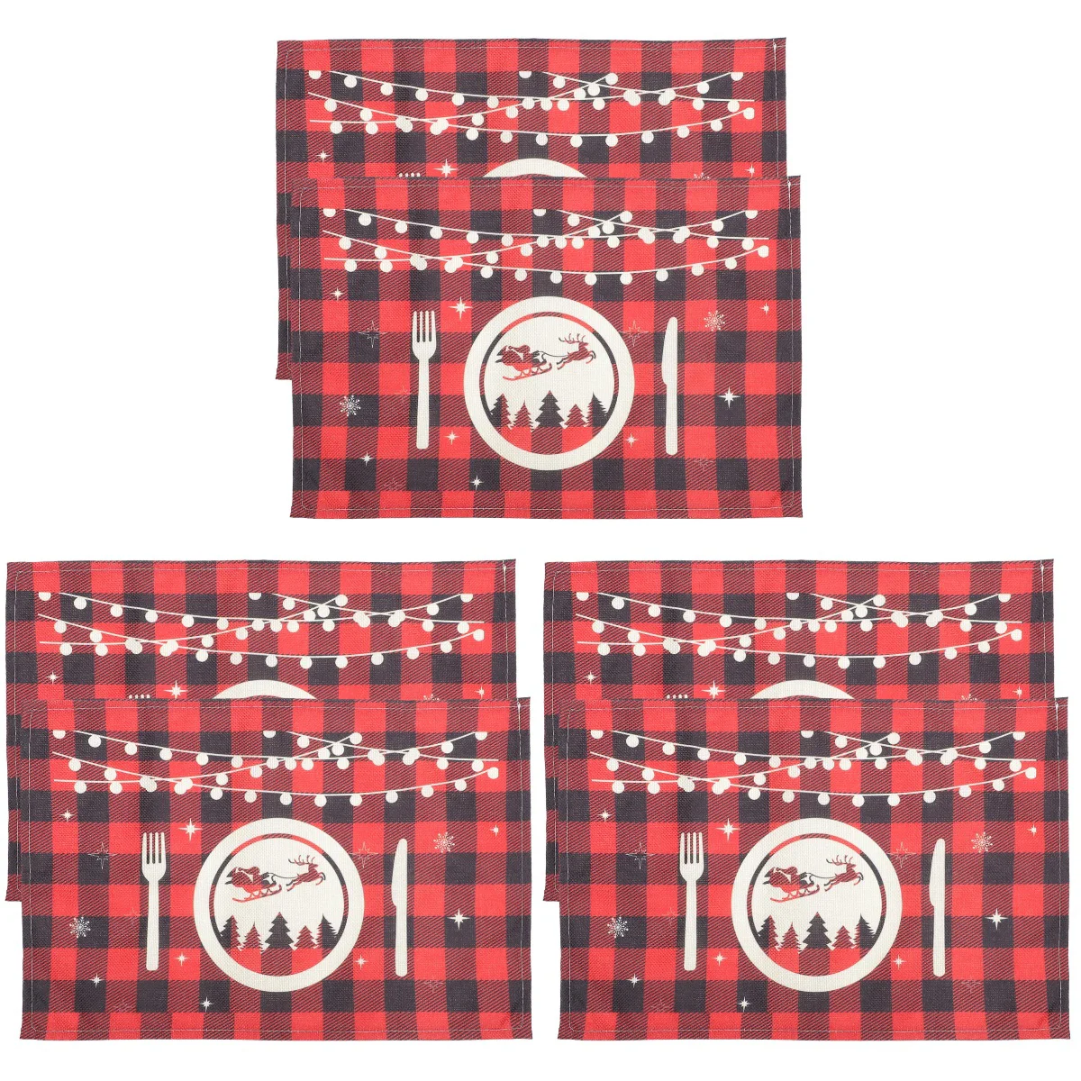 

6 Christmas Heat Resistant Dining Placemat Cutlery Mats Christmas Placemats Plaid Placemats for Decor Table Home