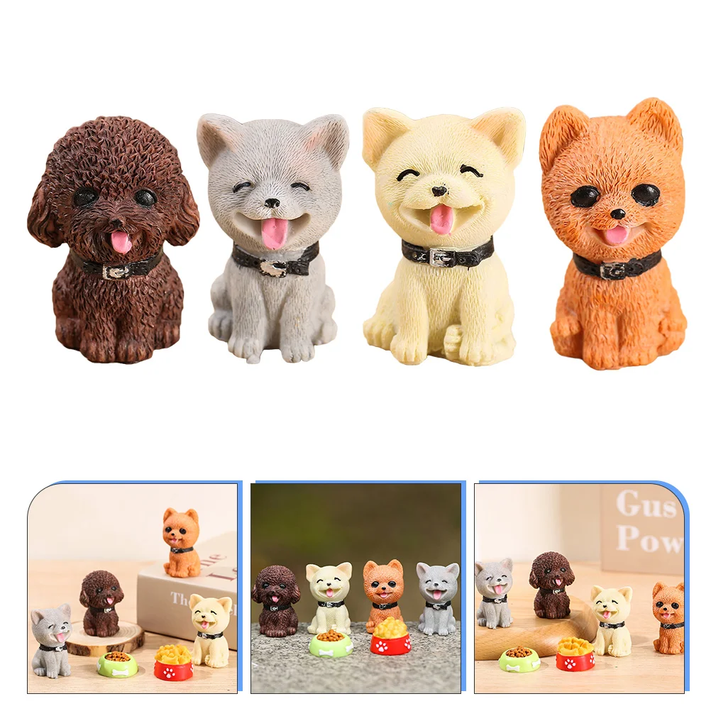 

4 Pcs Resin Dog Crafts Simulated Dog Adorns Desktop Dog Ornaments Dog Statues