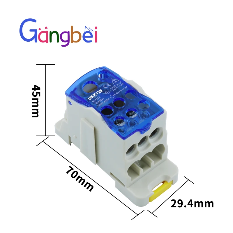 UKK125 Din-рейка 2 в N Out Клеммная колодка Распределительная Коробка Универсальная
