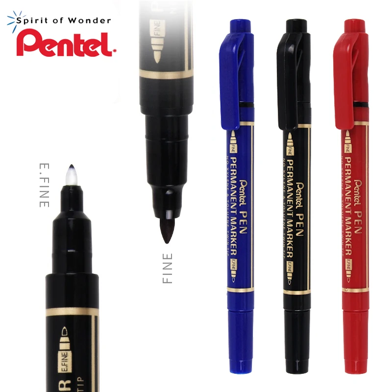 

3-pack Japanese Pentel Double-head Marker N75W Oily Ink 0.6-1.2mm Multi-material Surface Hook Line Waterproof Art Stationery