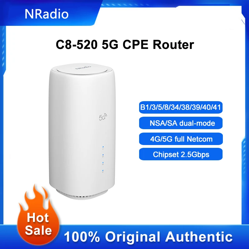 

NRadio C8-520 X55 5G Router With SIM Card Slot WiFi 6 Router With Gigabit Ethernet Dual-Band Unlocked Wireless Cellular AX1800