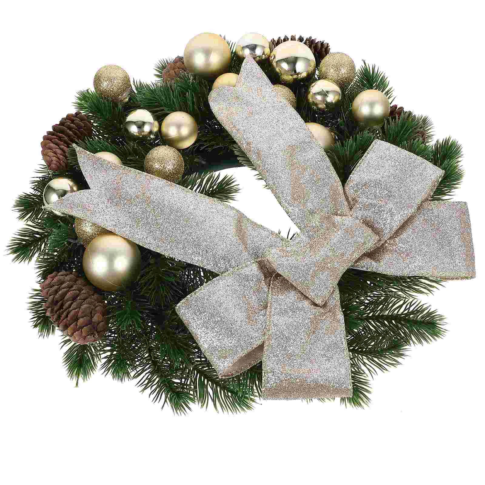 

Wreaths Front Door Christmas Party Bow Window Decorative Floral Cloth Flower Xmas