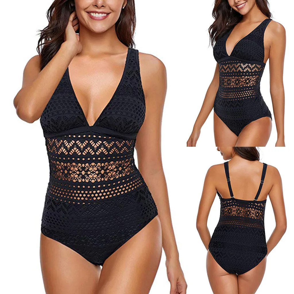 

Sexy Swimsuit One-piece Beachwear Women 2022 Summer Lace Mesh Bathing Suit Female Push Up Ladies Bikinis