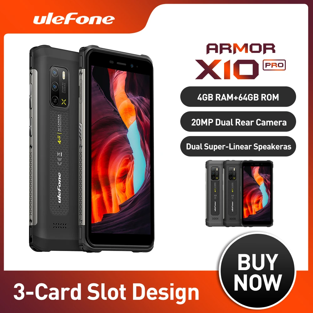 Ulefone Armor X10 Pro Rugged Smartphone Waterproof 5.45 Inch  4G 64G Android 11 Cellphones Helio P22 Octa Core Cellphones