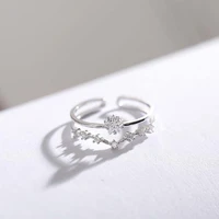 silver plated open adjustable double layer ring for women zircon dainty knuckle ring wedding jewelry gift