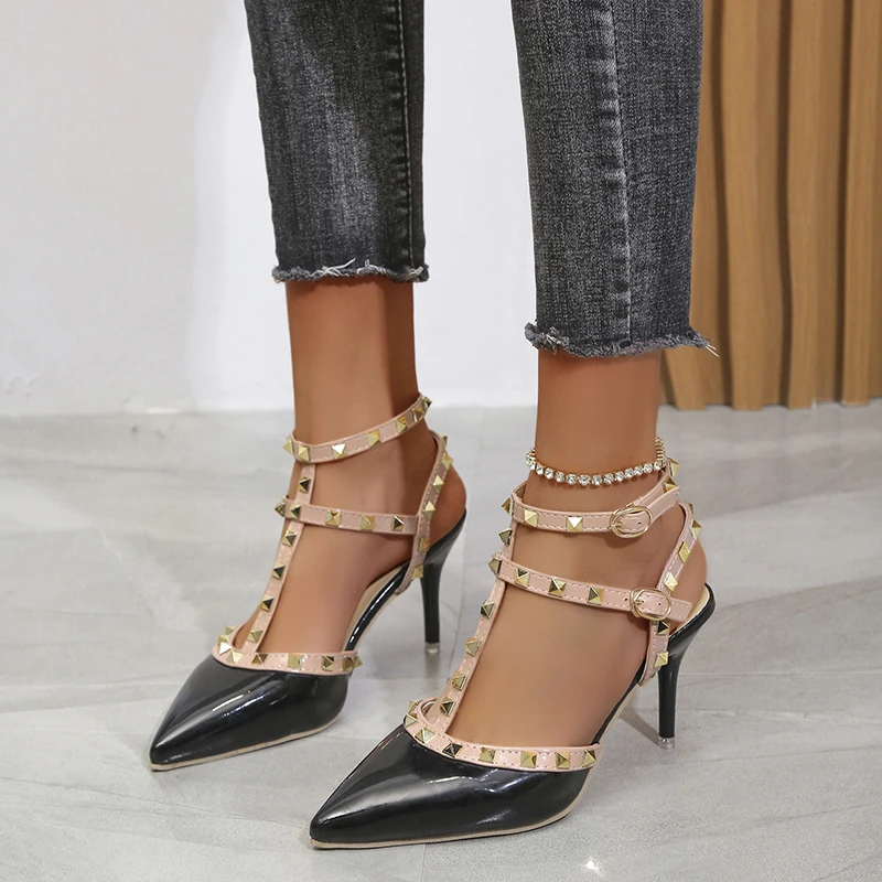 

Summer Women High Heels Pump Lady Rivets Strap Platform Sandals Gladiator Stiletto Heels Sandle Stripper Shoes Zapatos Mujer