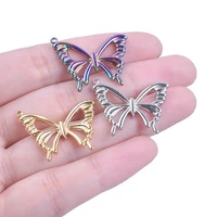 5pc 2326mm rainbow color stainless steels butterfly charms pendant metal jewelry accessory for bracelet necklace making diy