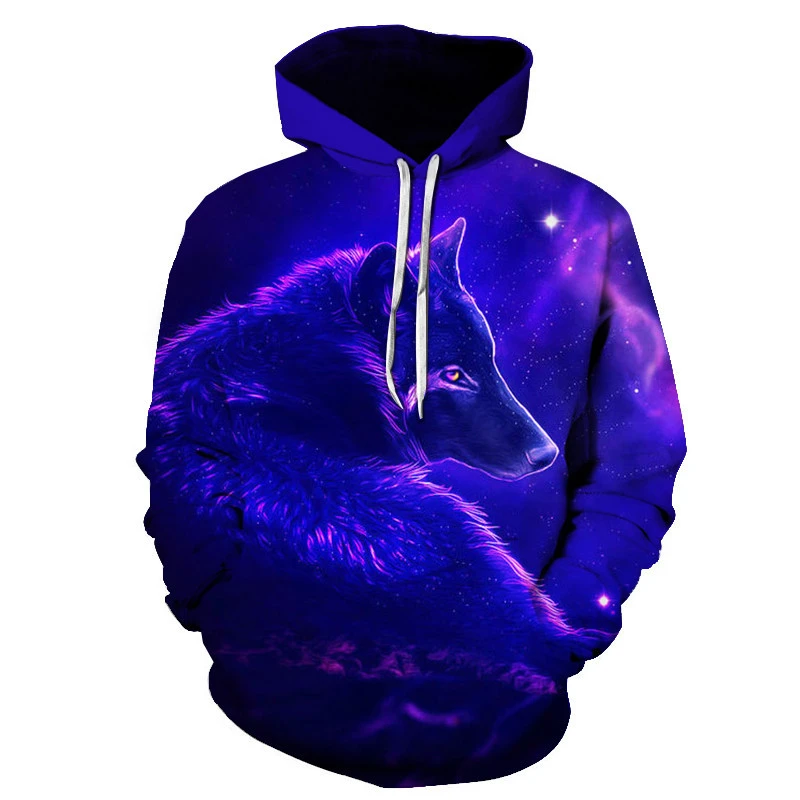 

Autumn Winter Men's Funny Casual Pullover Men Women 3D Wolf Printed Hoodie Hot Selling Trend Tops Children Women's Clothing Tops