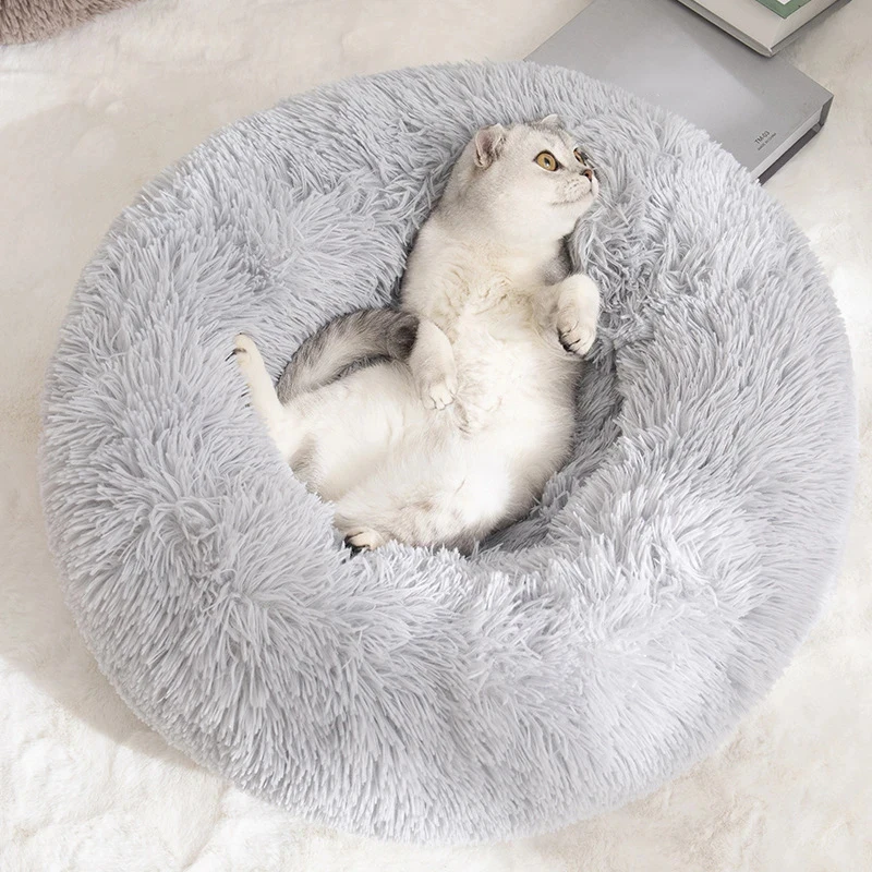 

Super Soft Pet Dog Cat Bed Donut Big Large Round Basket Plush Beds For Dogs Fluffy Kennel Small Puppy Comfortable Sleeping Bed