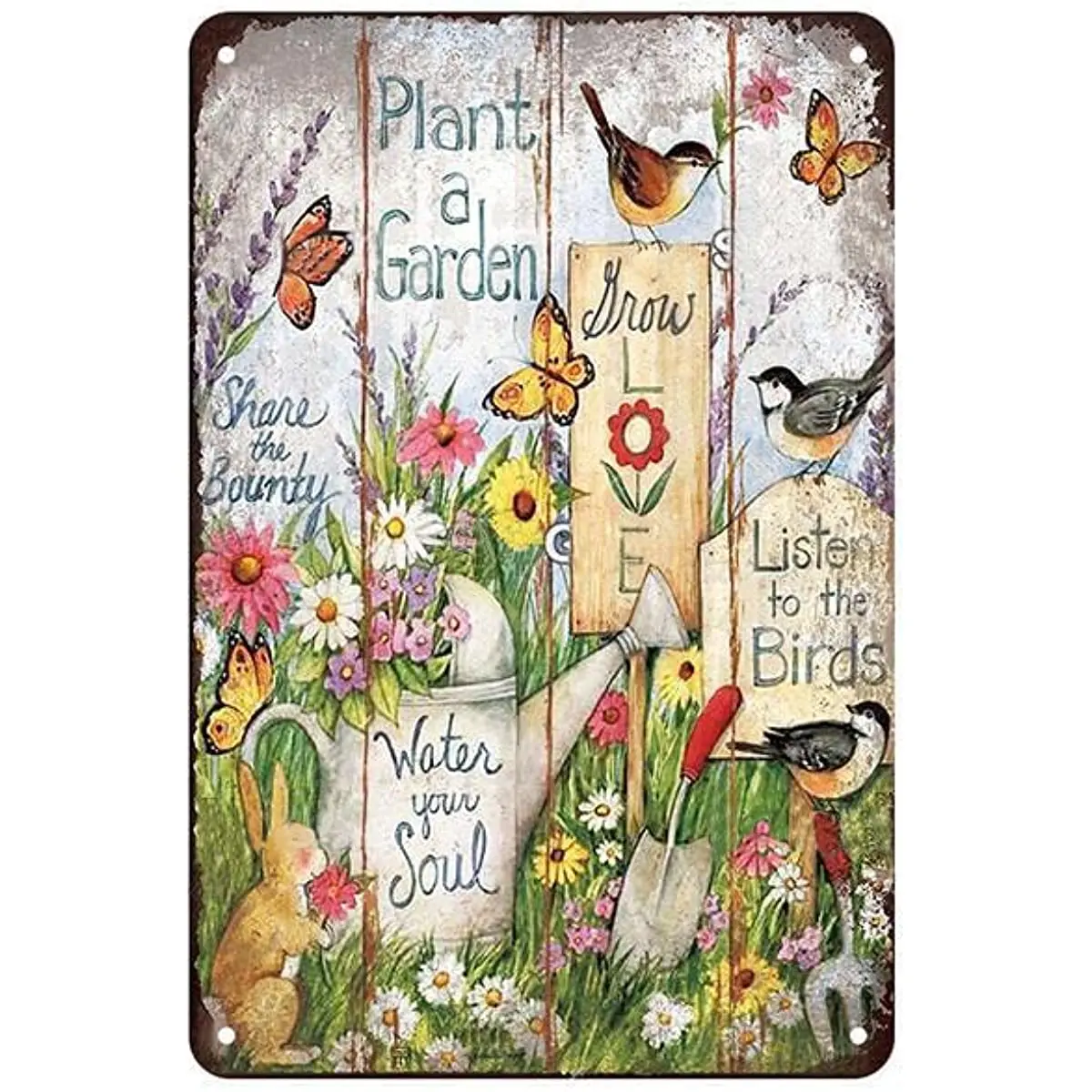 

Metal Tin Sign- Plant a Garden,Retro decor Poster Vintage Sign for Home Coffee Outdoor Wall Decor
