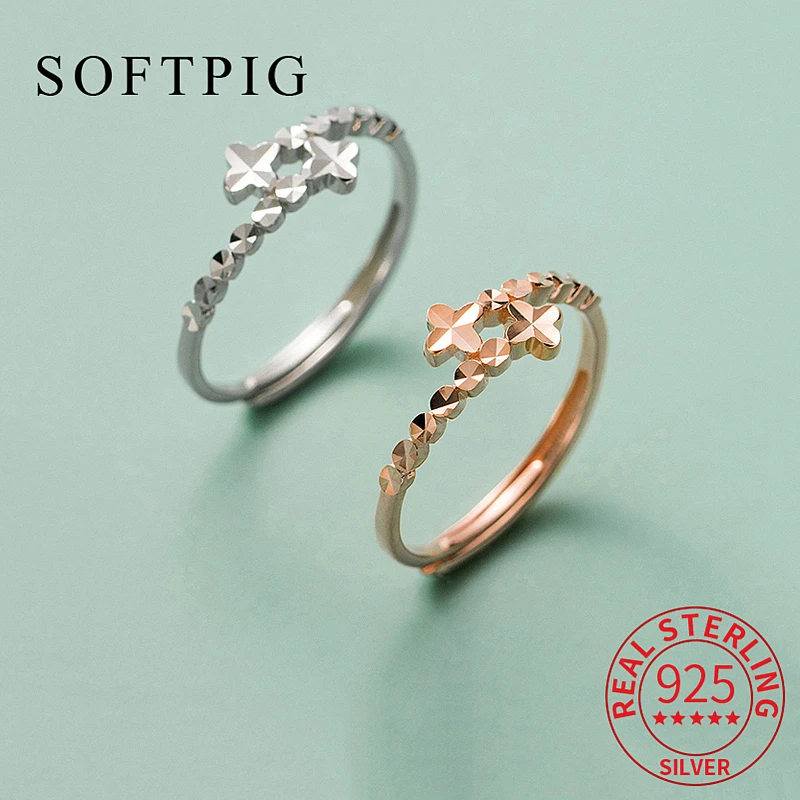 

Женское регулируемое кольцо SOFTPIG, из серебра 925 пробы, в виде клевера