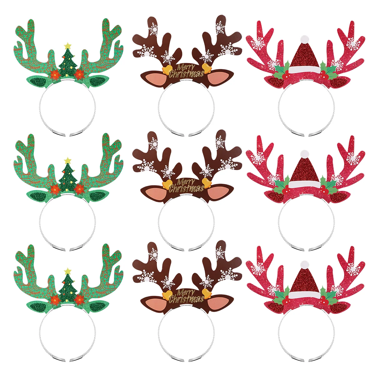

9pcs Christmas Headbands Reindeer Antlers Headbands Antler Headband Deer Hairbands Christmas Party Favors Supplies