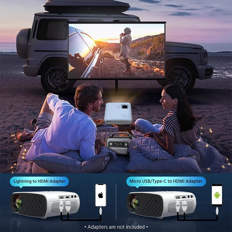 Модернизированный мини-проектор HD 1080P для iPhone 8000L, портативный проектор со штативом, кинопроектор, совместимый с HDMIUSB (art.: 3920cedbb166e) - 3920cedbb166e