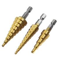 1pc 4 12mm straight groove step drill bit hss titanium coated wood metal hole cutter core cone drilling tools set
