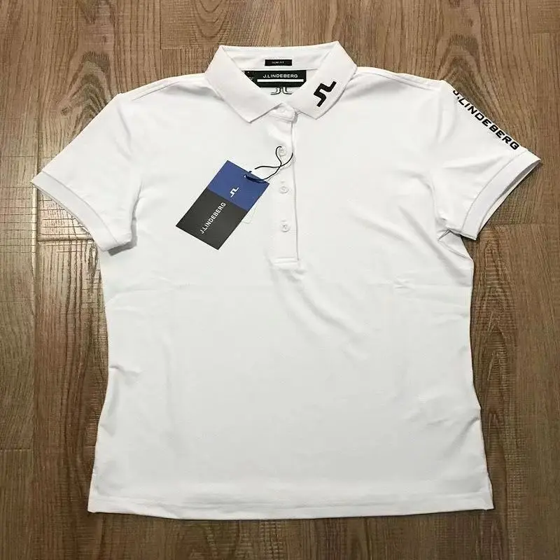 Women's Short Sleeve Golf T-shirt Korean Version Breathable Comfortable Noodles Tucked Waist Outdoor Sports Women's Outerwear