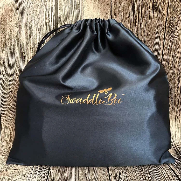 

Silk Satin Drawstring Bag Custom Print Logo Gift Bag 20x25/30x35/35x40cm Shoes Cloth Box Makeup Hair Packaging Bags 20PCS