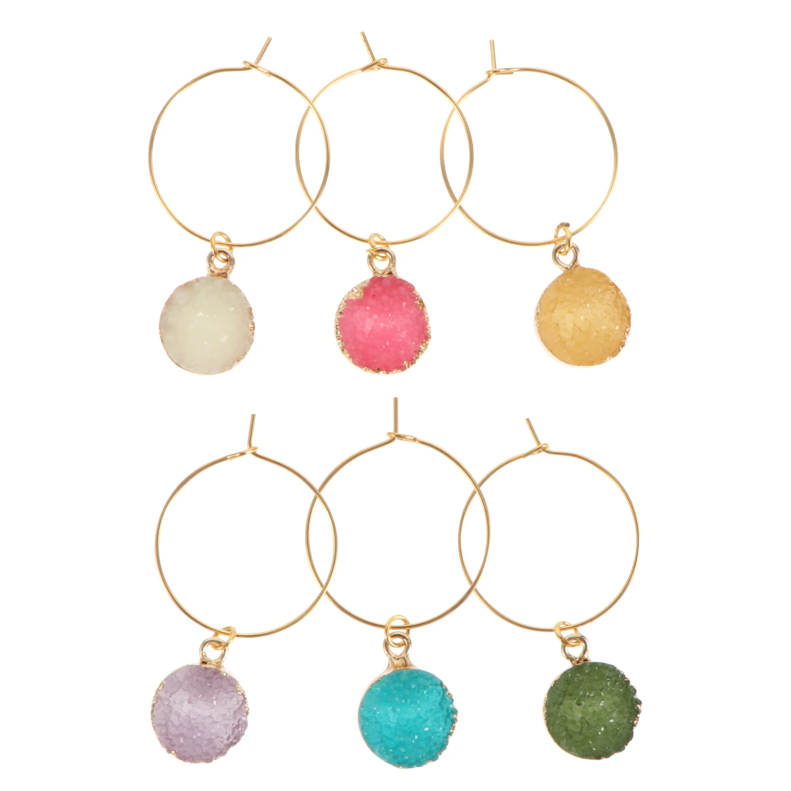

6Pcs Wedding Party Glass Charms Cup Alloy Charms Glass Decor Mixed Color