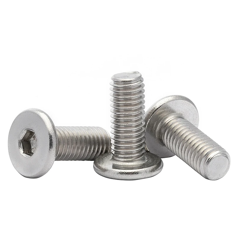 5/ 10/ 20/ 50pcs CM M1.6 M2 M2.5 M3 M4 M5 M6 M8 304 Stainless Steel Hex Socket Ultra Thin Super Low Flat Wafer Head Screw Bolt
